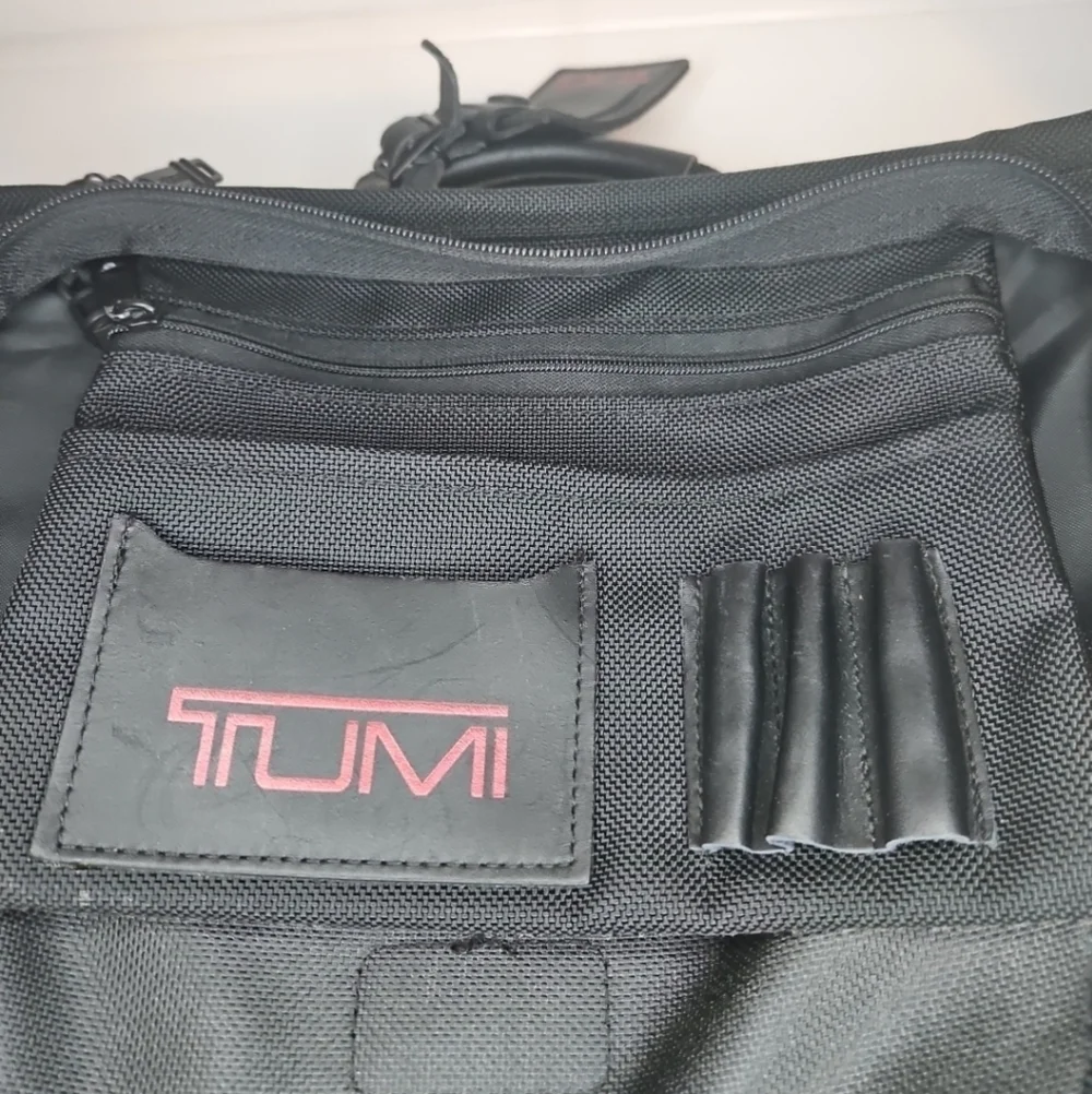 TUMI Black Nylon Briefcase with Padded Laptop Sleeve – Business Travel Bag
